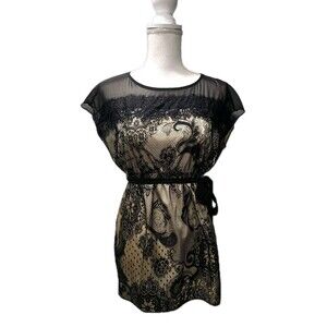 Motherhood Maternity Blouse Top Black Lace Sizes Small